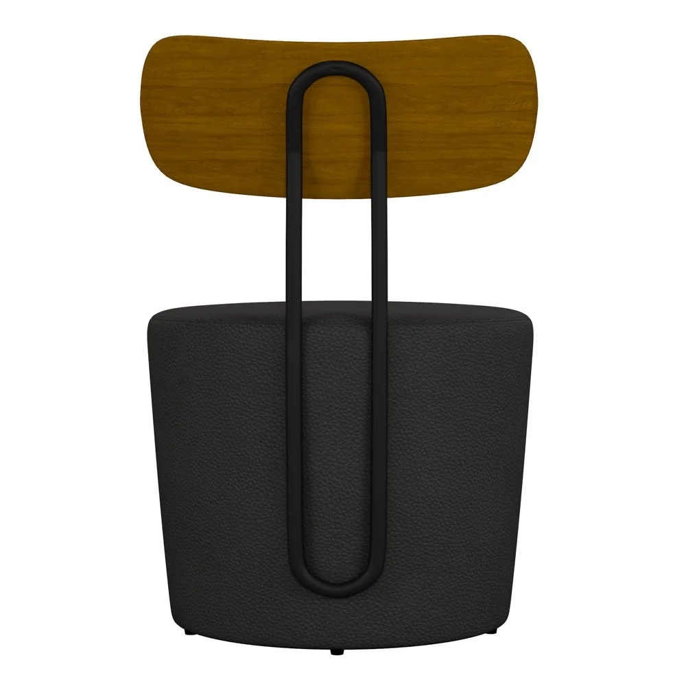 Poltrona Decorativa para Sala de Estar Redonda 53cm Le Moon Z32 PU Preto - Mpozenato