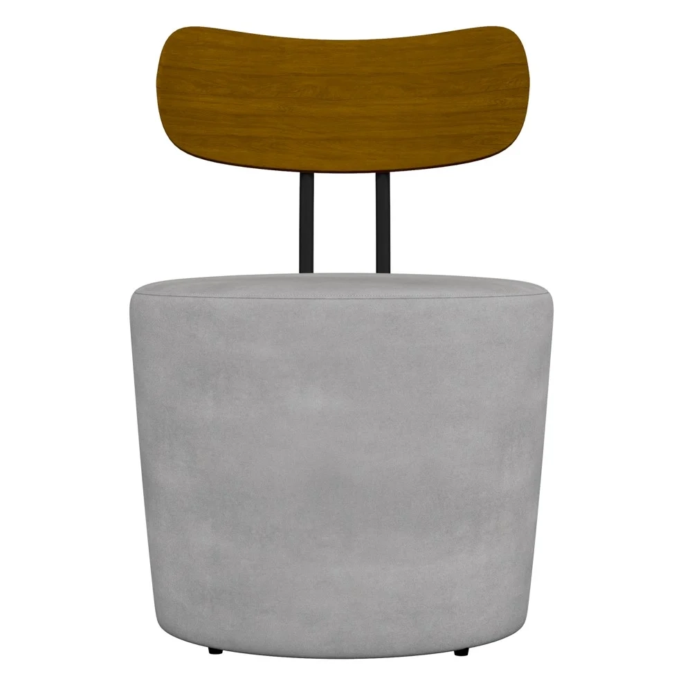 Poltrona Decorativa para Sala de Estar Redonda 53cm Le Moon Z32 Veludo Cinza - Mpozenato