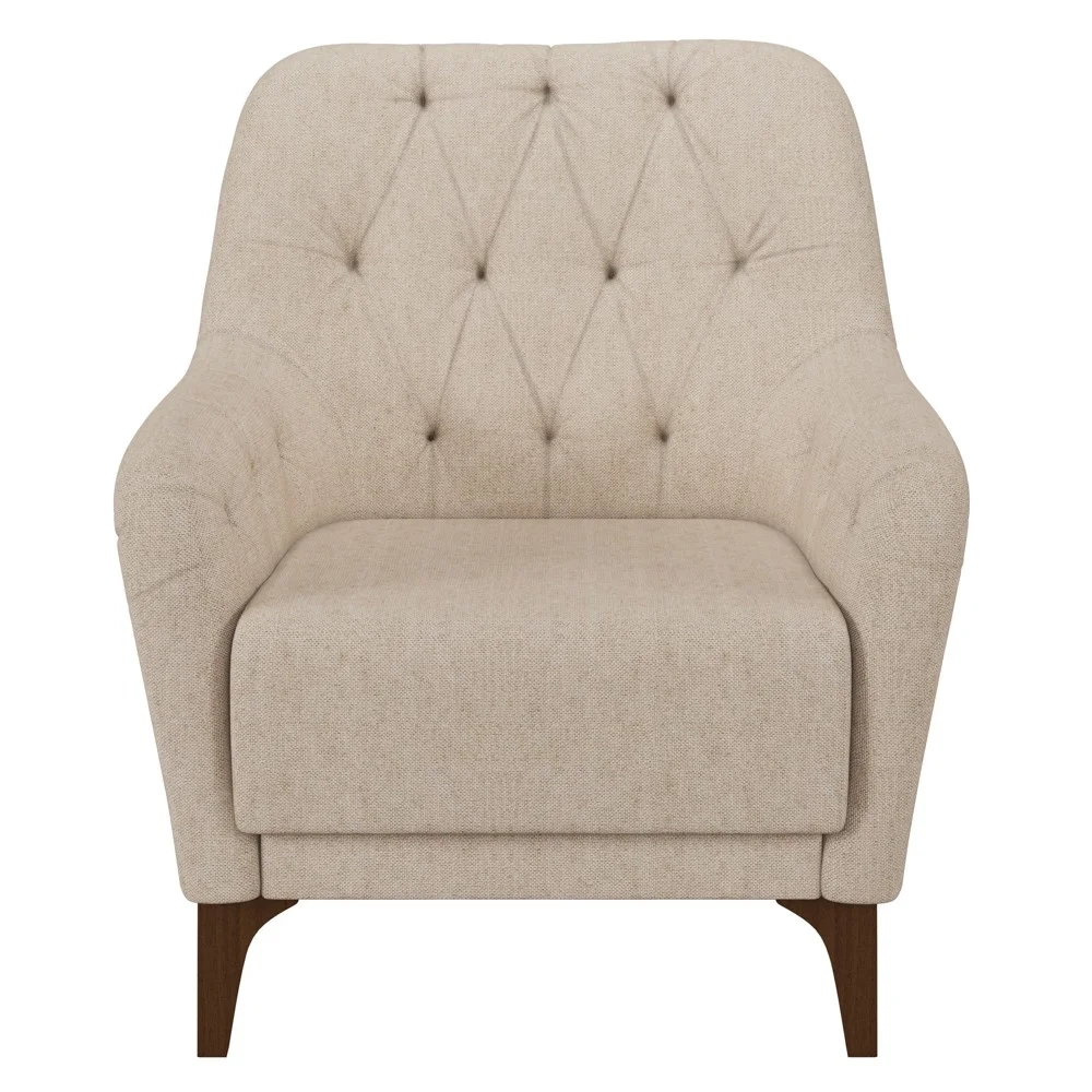 Poltrona Decorativa para Sala de Estar com Capitonê Pietà Z32 Linho Cru - Mpozenato