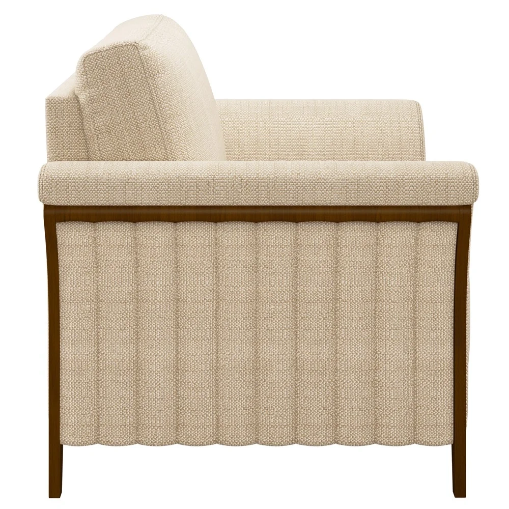 Poltrona Decorativa Sala de Estar 102cm Pés Madeira Roya Z32 Linho Champanhe - Mpozenato