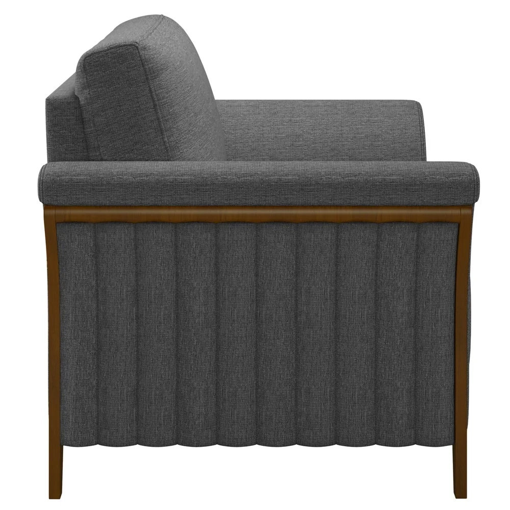 Poltrona Decorativa Sala de Estar 102cm Pés Madeira Roya Z32 Linho Cinza Escuro - Mpozenato