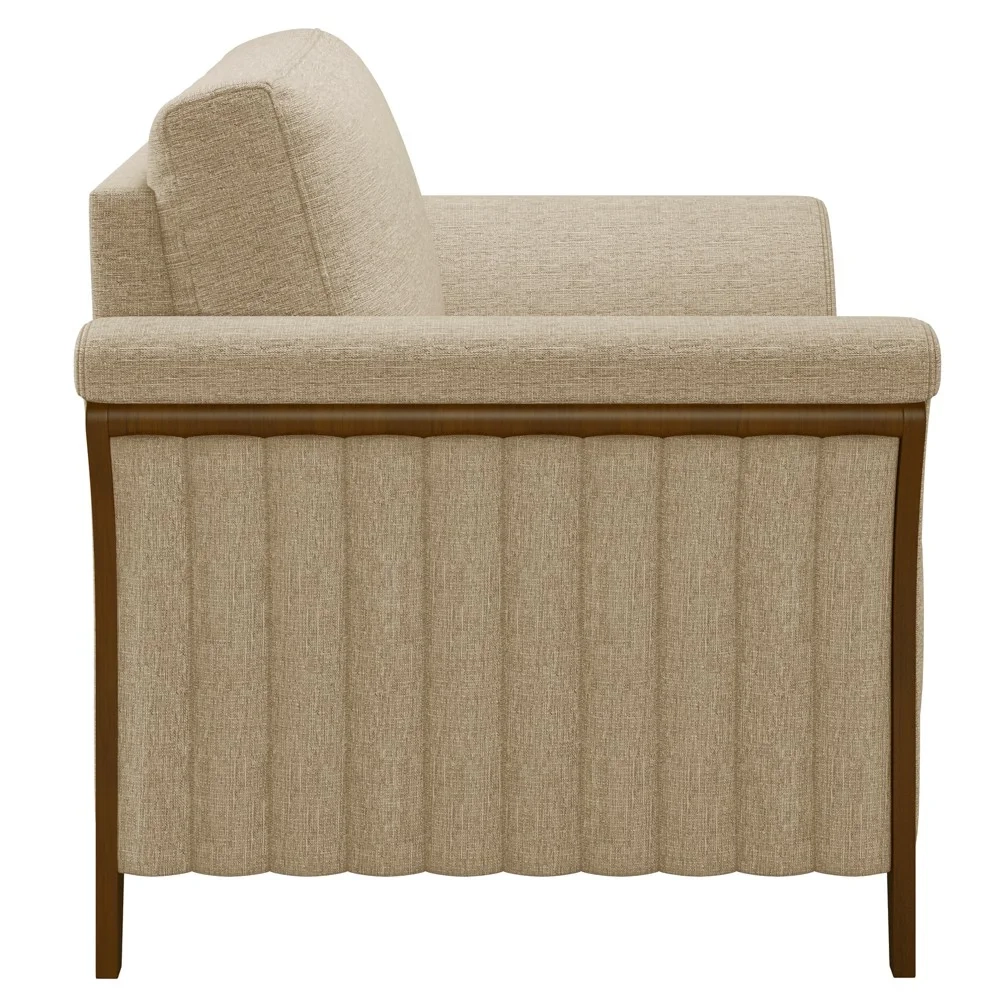 Poltrona Decorativa Sala de Estar 102cm Pés Madeira Roya Z32 Linho Bege - Mpozenato