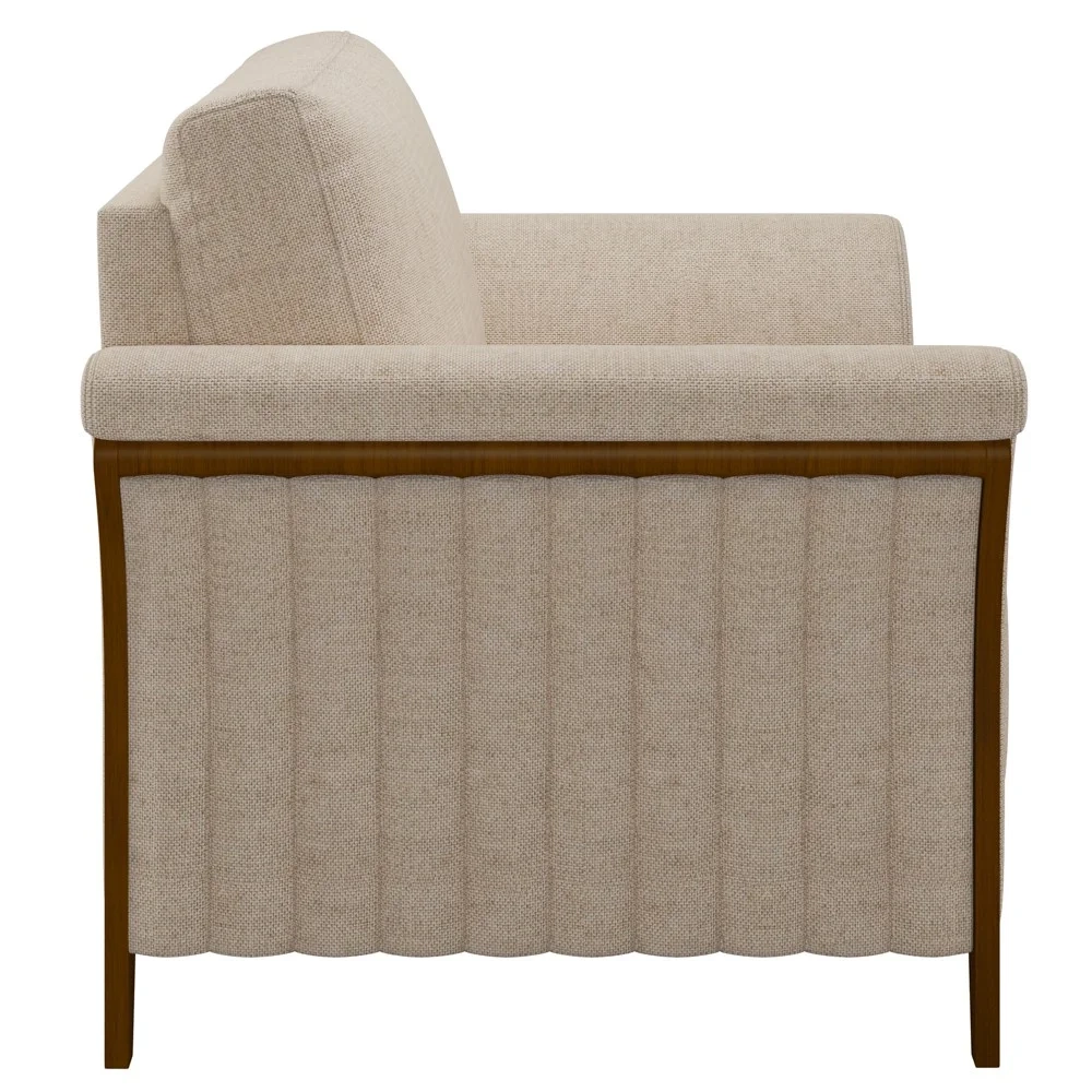 Poltrona Decorativa Sala de Estar 102cm Pés Madeira Roya Z32 Linho Cru - Mpozenato