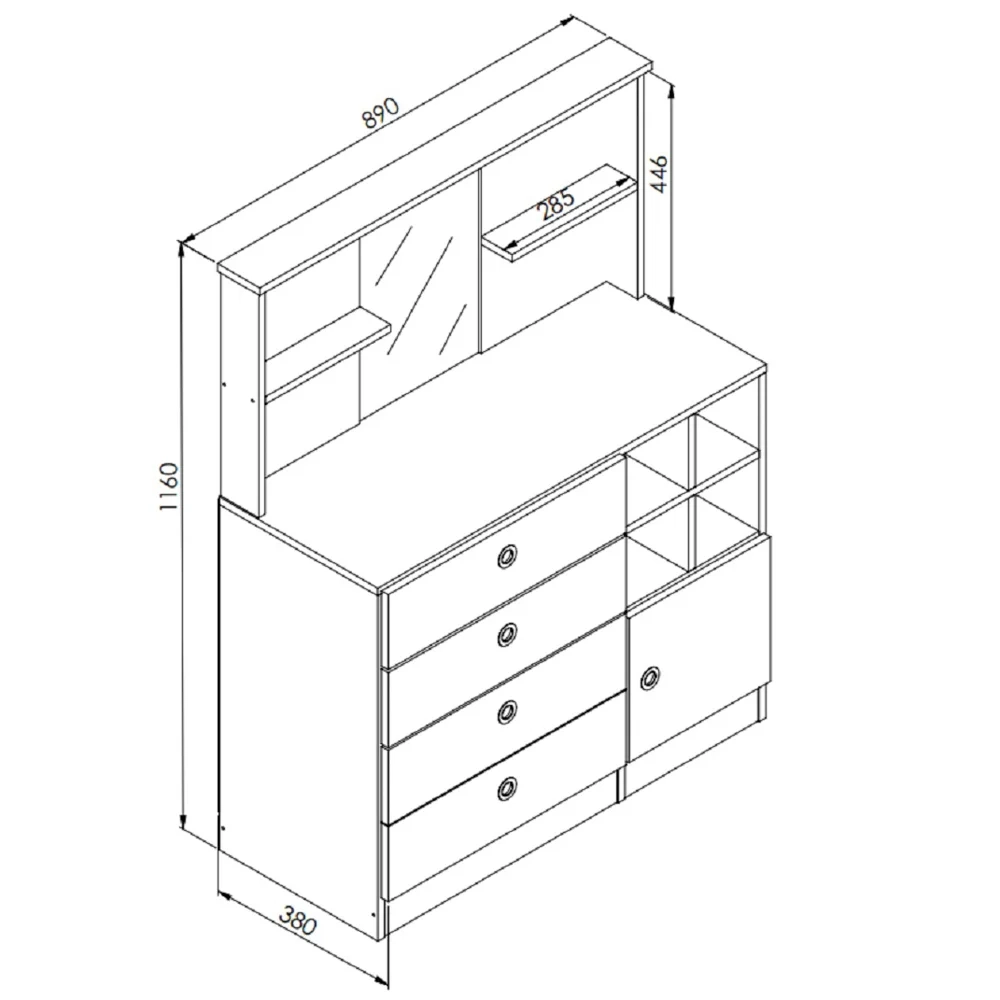 Cômoda Infantil 1 Porta 4 Gavetas Com Espelho House A05 Branco - Mpozenato