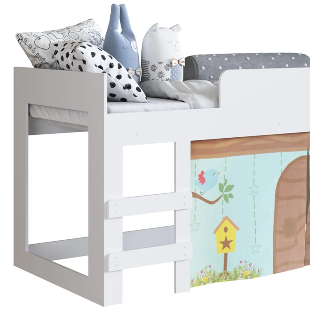 Cama Elevada Com Cortina Alegria Meu Fofinho A05 Branco - Mpozenato