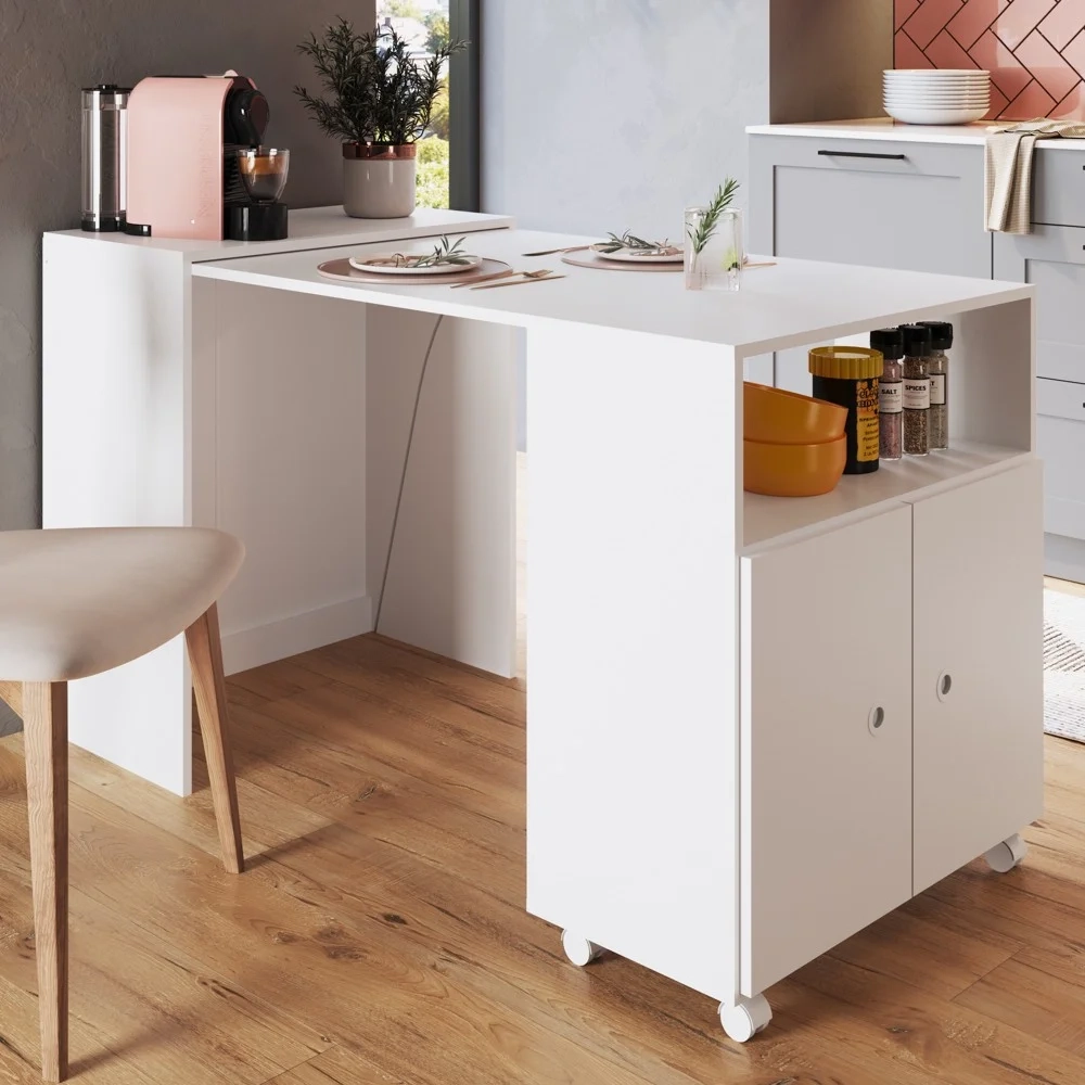 Balcão Multiuso com Mesa Retrátil Funcionale A05 Branco - Mpozenato