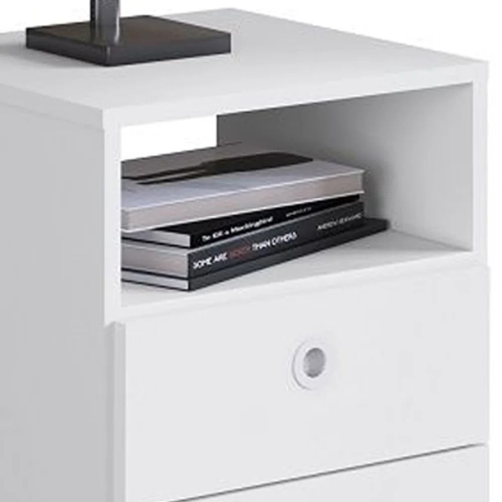 Mesa de Cabeceira 2 Gavetas 1 Prateleira Tókio A05 Branco - Mpozenato