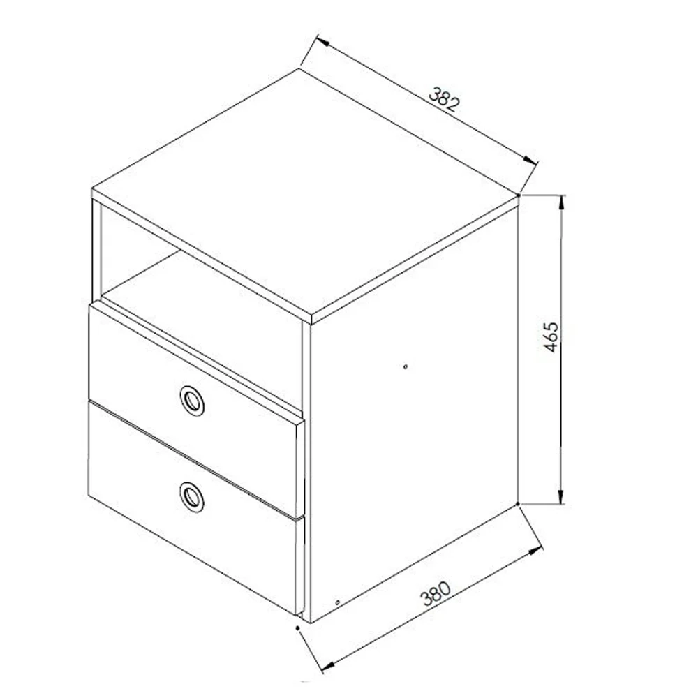 Mesa de Cabeceira 2 Gavetas 1 Prateleira Tókio A05 Branco - Mpozenato