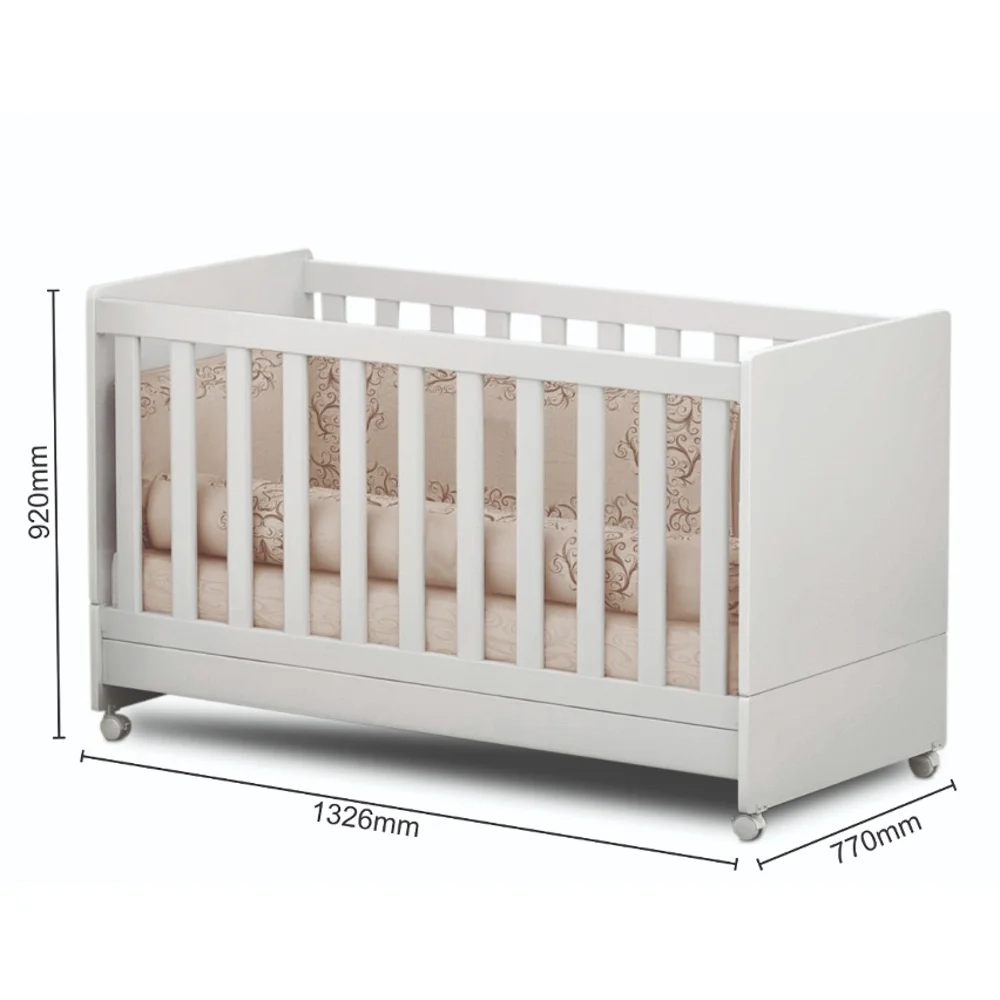 Berço Americano Mini Cama Com Rodízios Charme Z49 Branco - Mpozenato