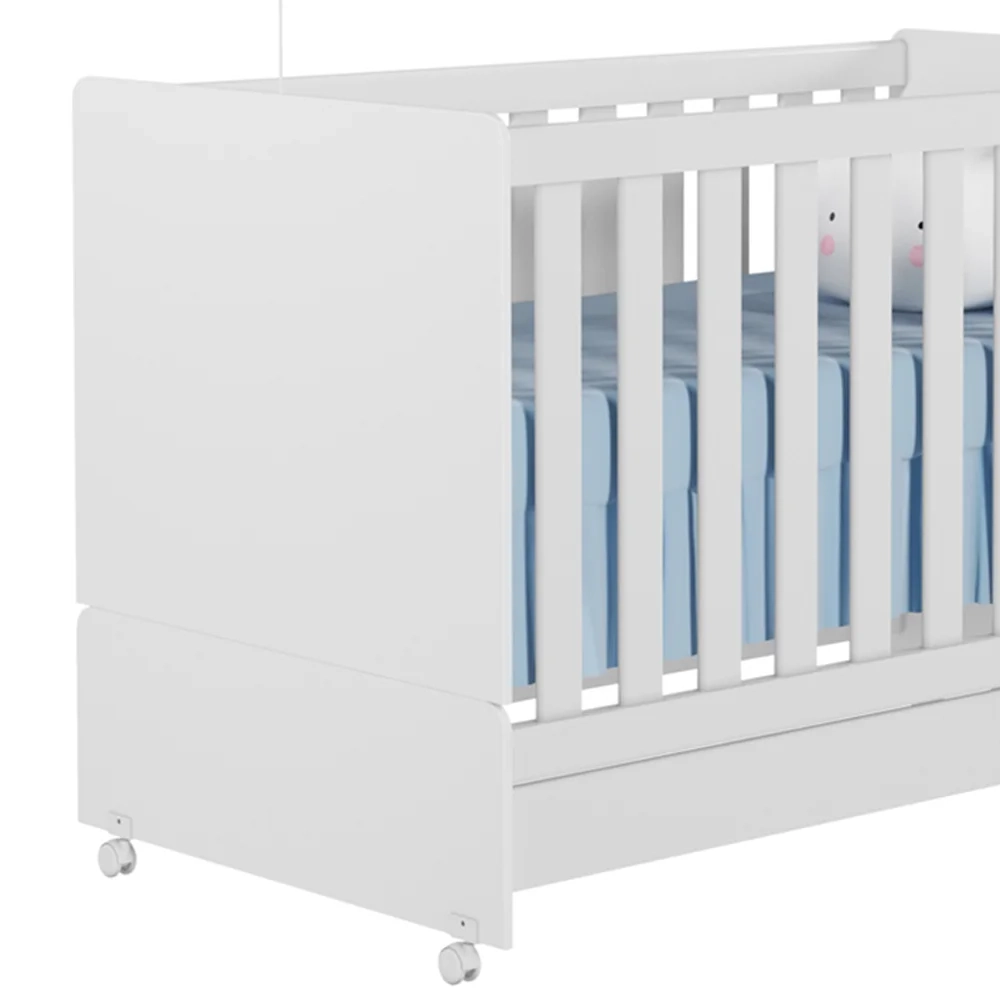 Berço Americano Mini Cama Com Rodízios Charme Z49 Branco - Mpozenato