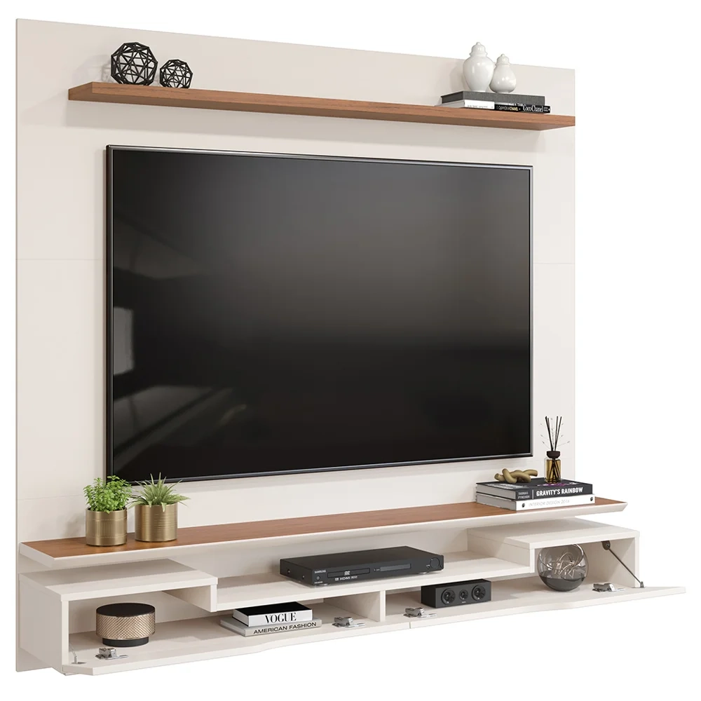 Painel Para Tv Até 60 Pol. 2 Portas Levi D04 Off White/Freijó - Mpozenato