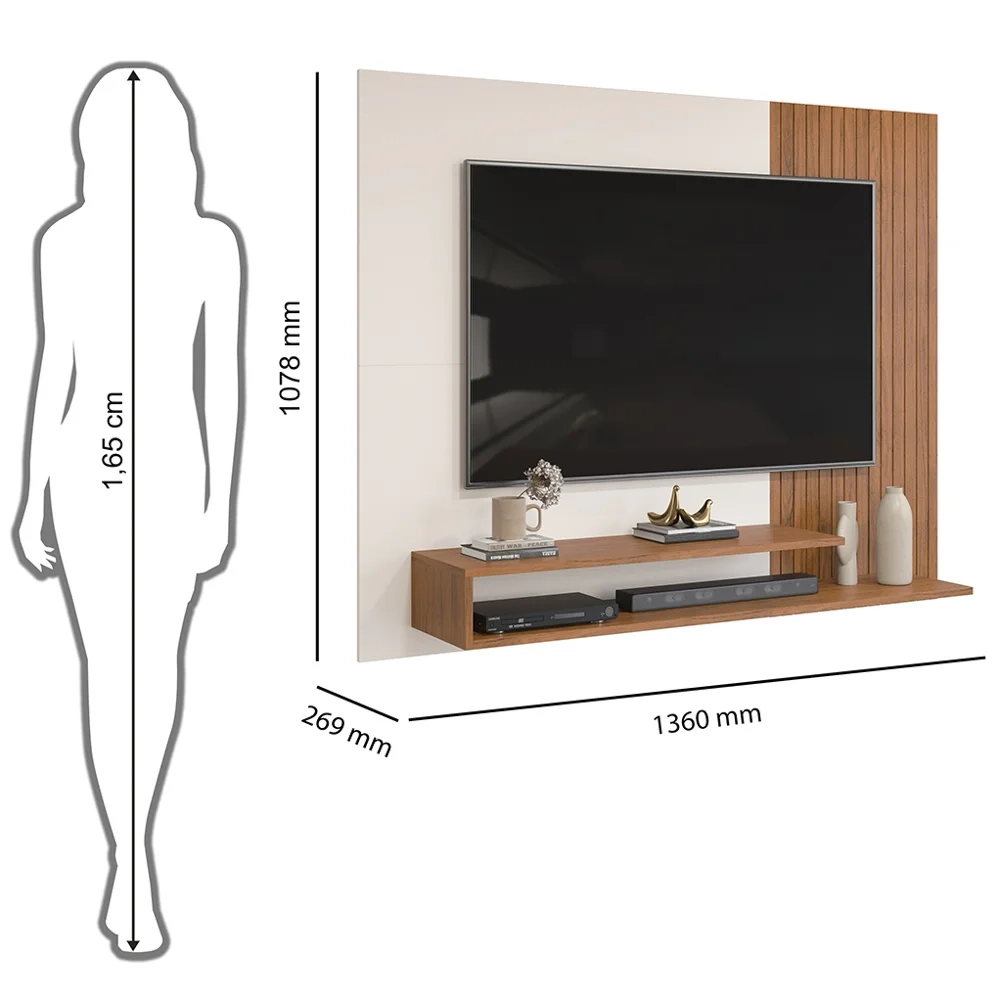 Painel Para Tv Até 50 Polegadas Nando D04 Freijó/Off White - Mpozenato