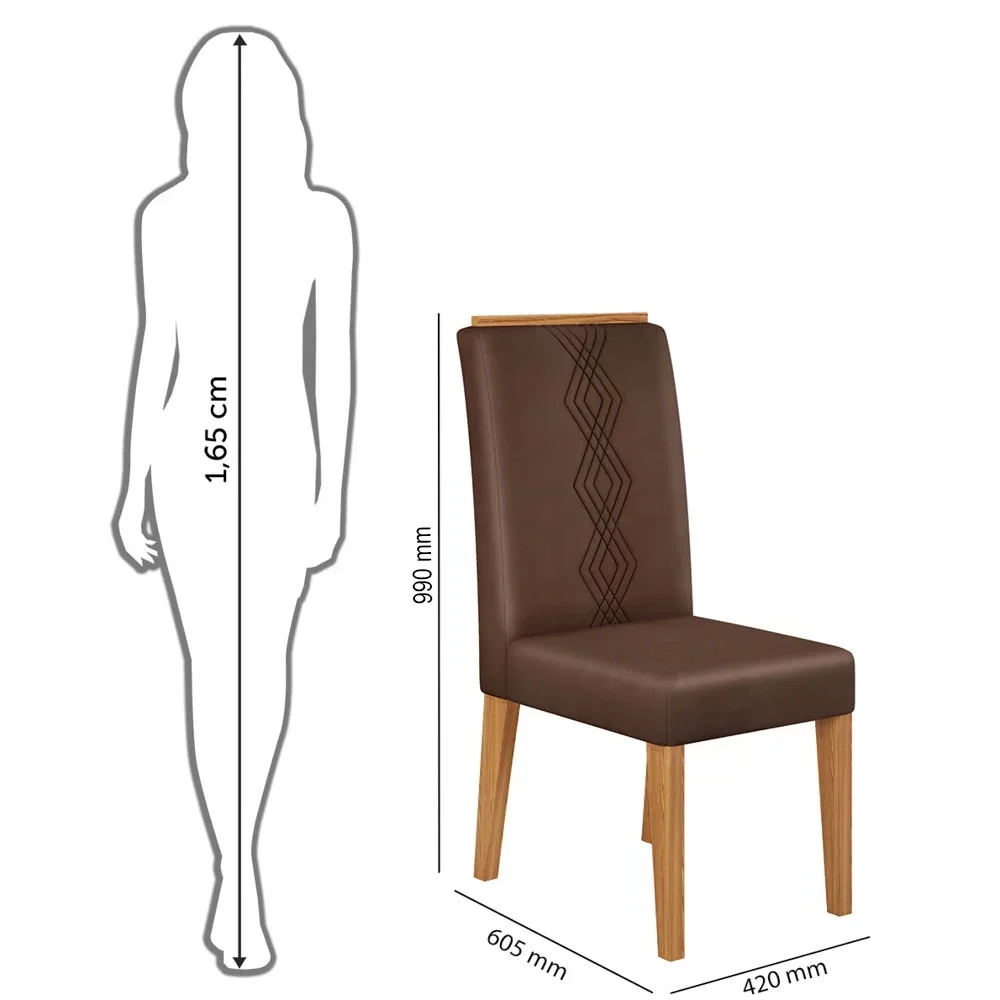 Kit 2 Cadeiras Para Sala de Jantar Yasmin D04 Freijó/Veludo Moca - Mpozenato