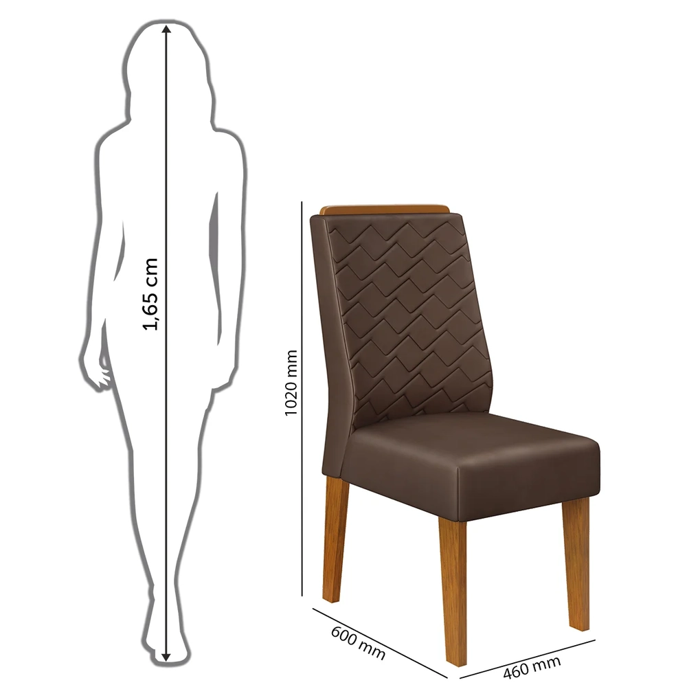 Kit 2 Cadeiras Para Sala de Jantar Lídia D04 Freijó/Veludo Moca - Mpozenato
