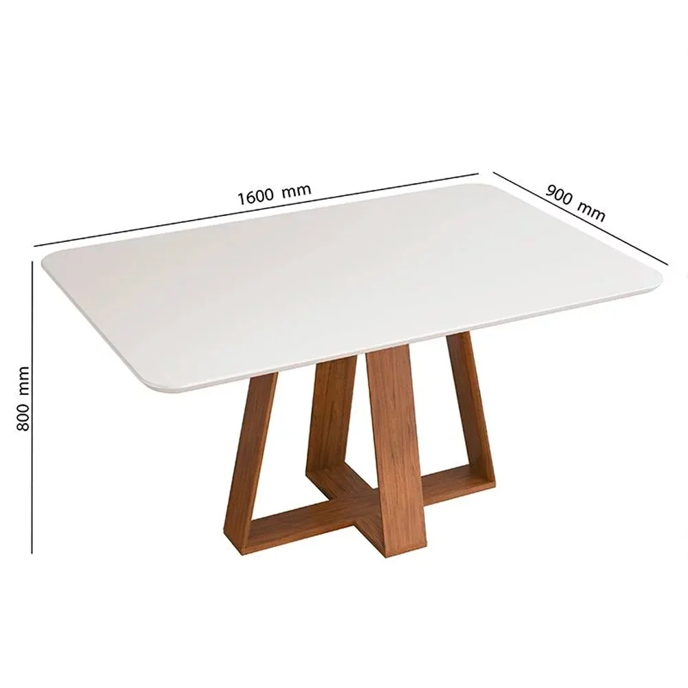 Mesa de Jantar Retangular 160cm Kiara D04 Freijó/Off White - Mpozenato