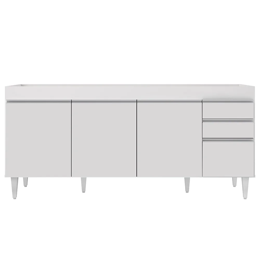 Balcão Gabinete Para Pia 180cm Sem Tampo Dallas Branco - Lumil