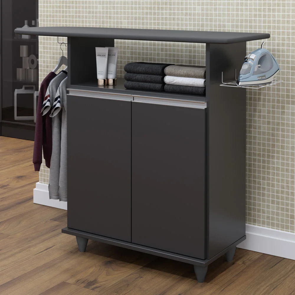 Tábua de Passar Com Balcão 2 Portas Carla Preto - Lumil