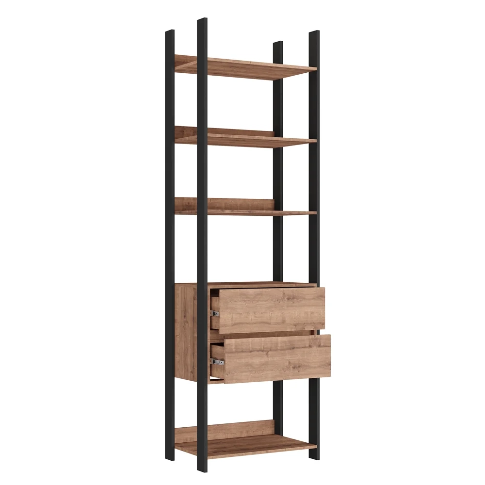 Closet 2 Gavetas 4 Prateleiras Estilo Industrial Chess F04 Preto/Solanum - Mpozenato