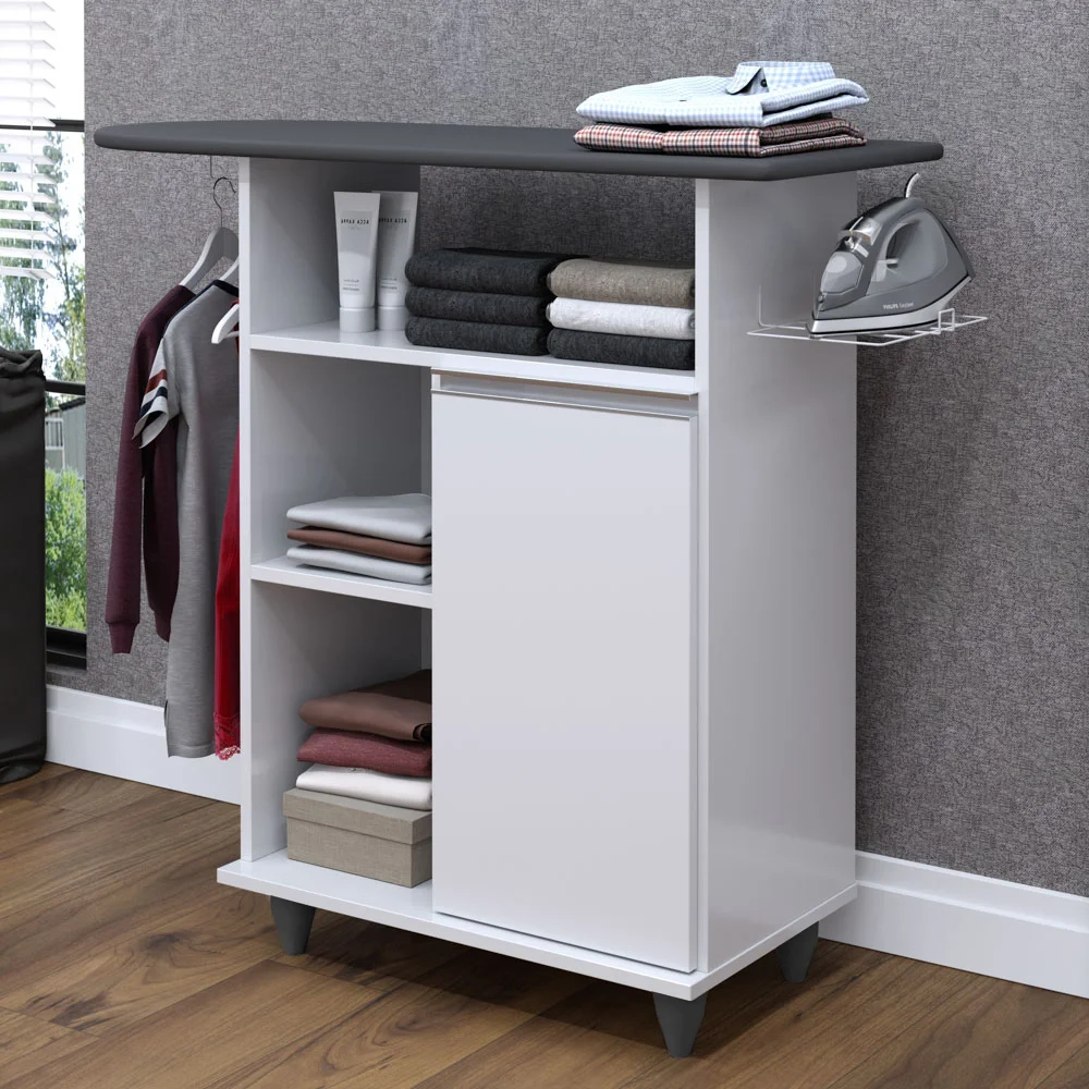 Tábua de Passar Com Balcão 1 Porta Giovana Branco - Lumil