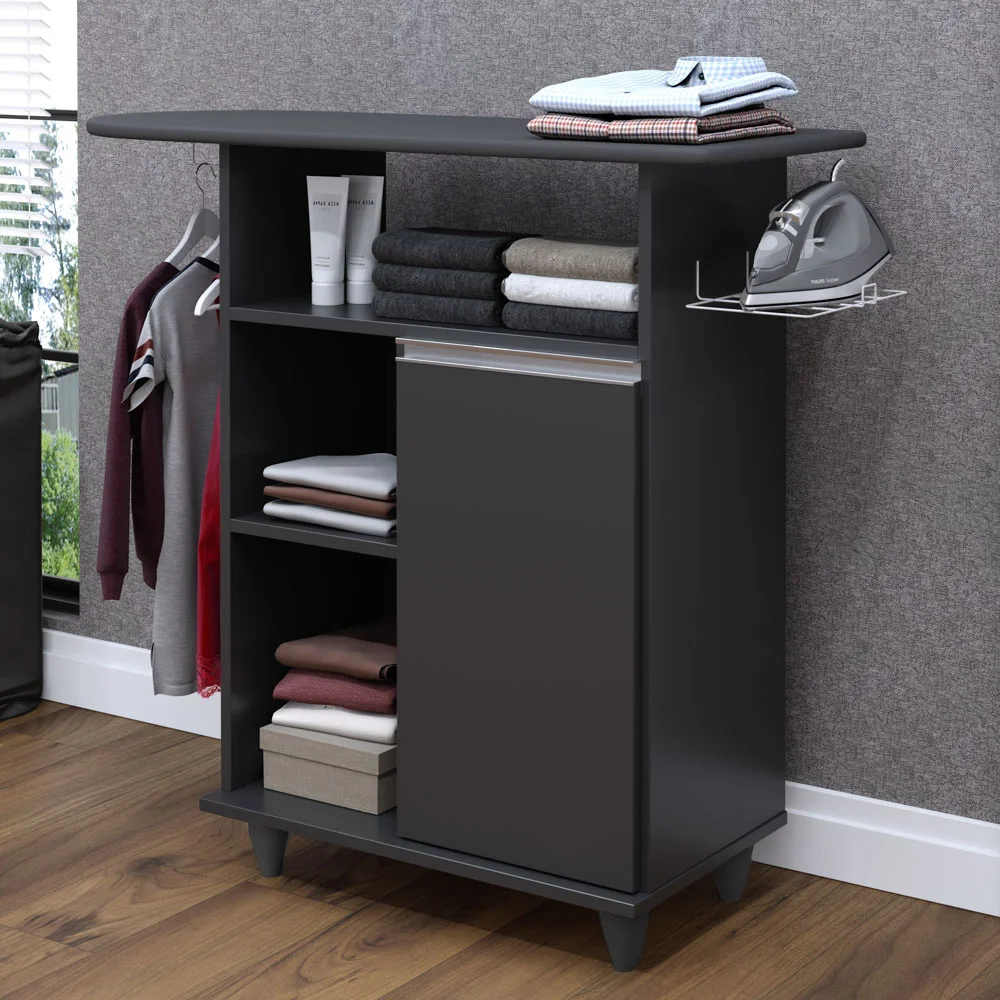 Tábua de Passar Com Balcão 1 Porta Giovana Preto - Lumil