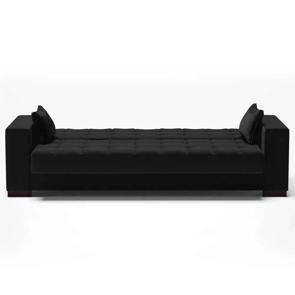 Sofá Cama para Sala de Estar Lisboa Linho Preto - Ibiza