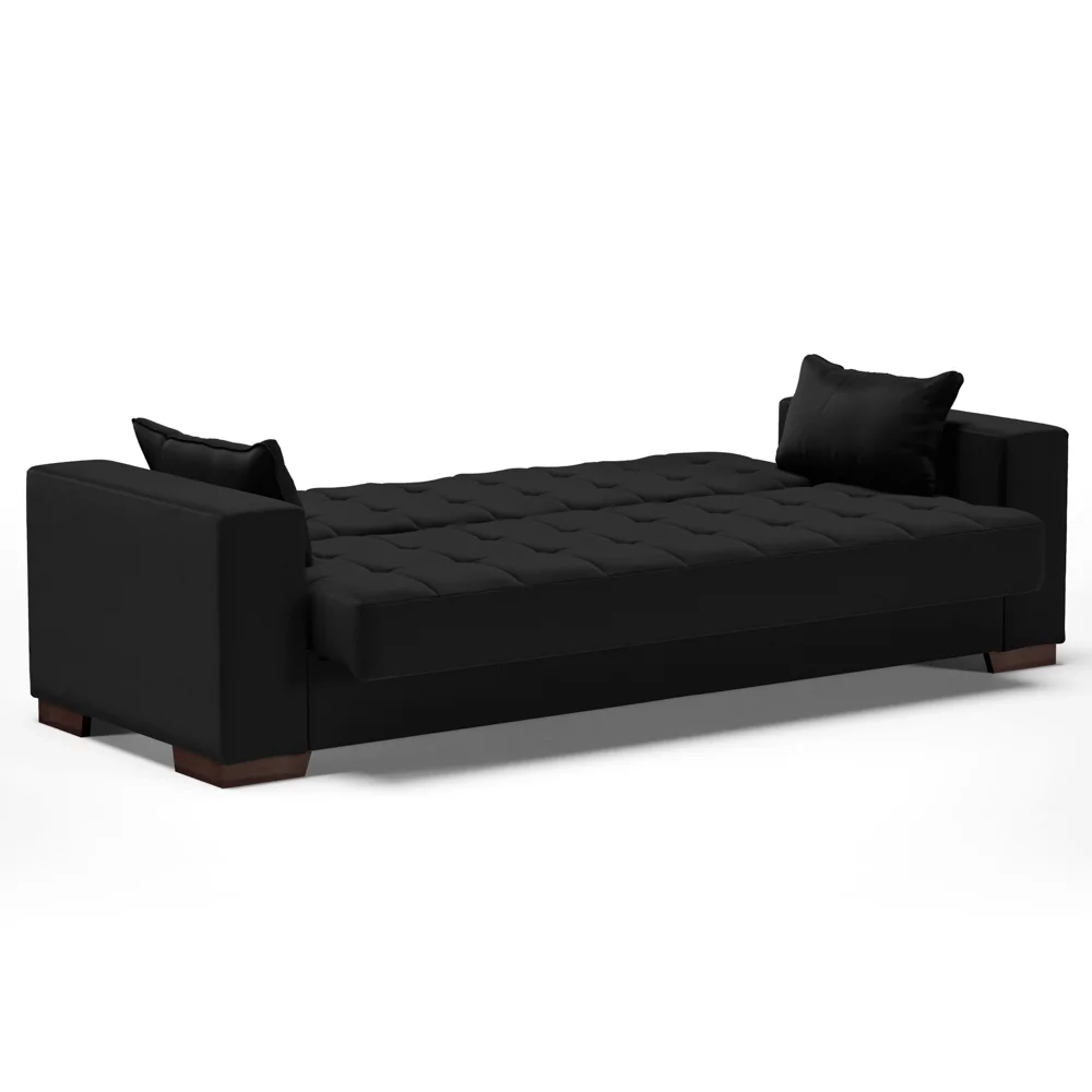 Sofá Cama para Sala de Estar Lisboa Linho Preto - Ibiza