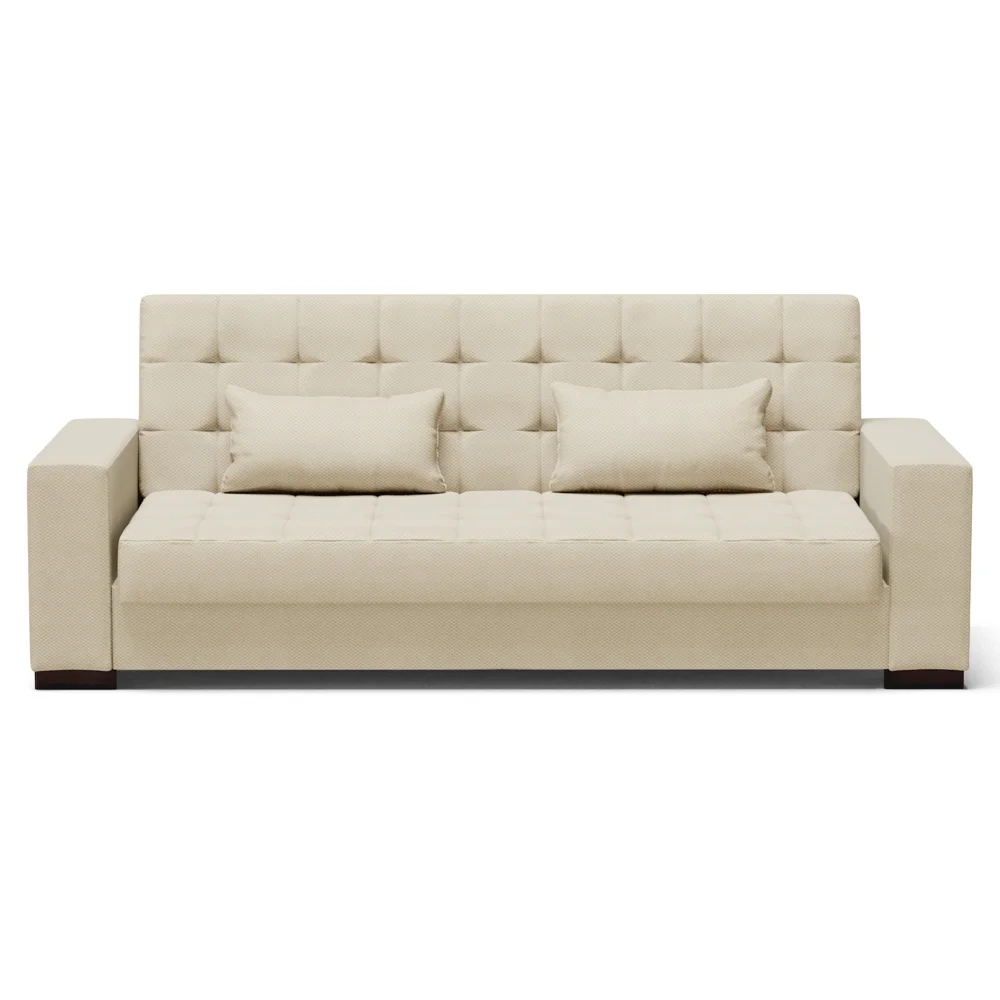 Sofá Cama para Sala de Estar Lisboa Veludo Off White - Ibiza
