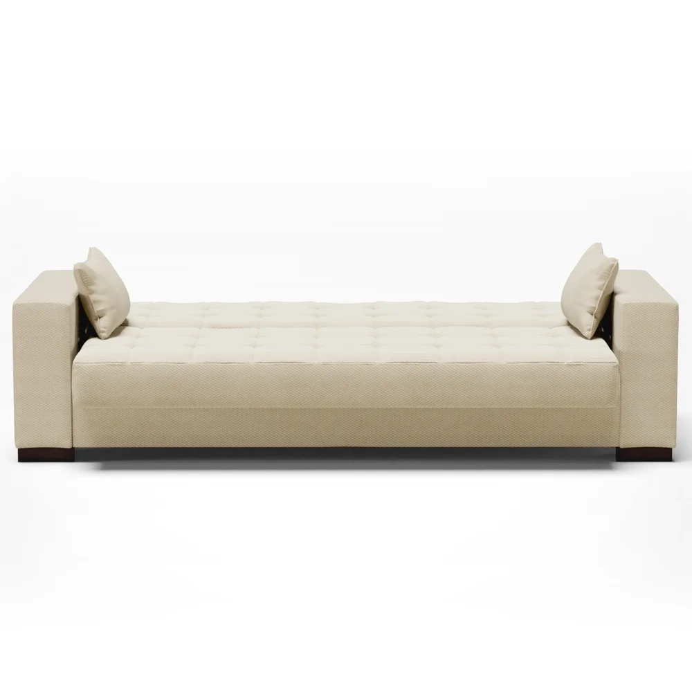 Sofá Cama para Sala de Estar Lisboa Veludo Off White - Ibiza