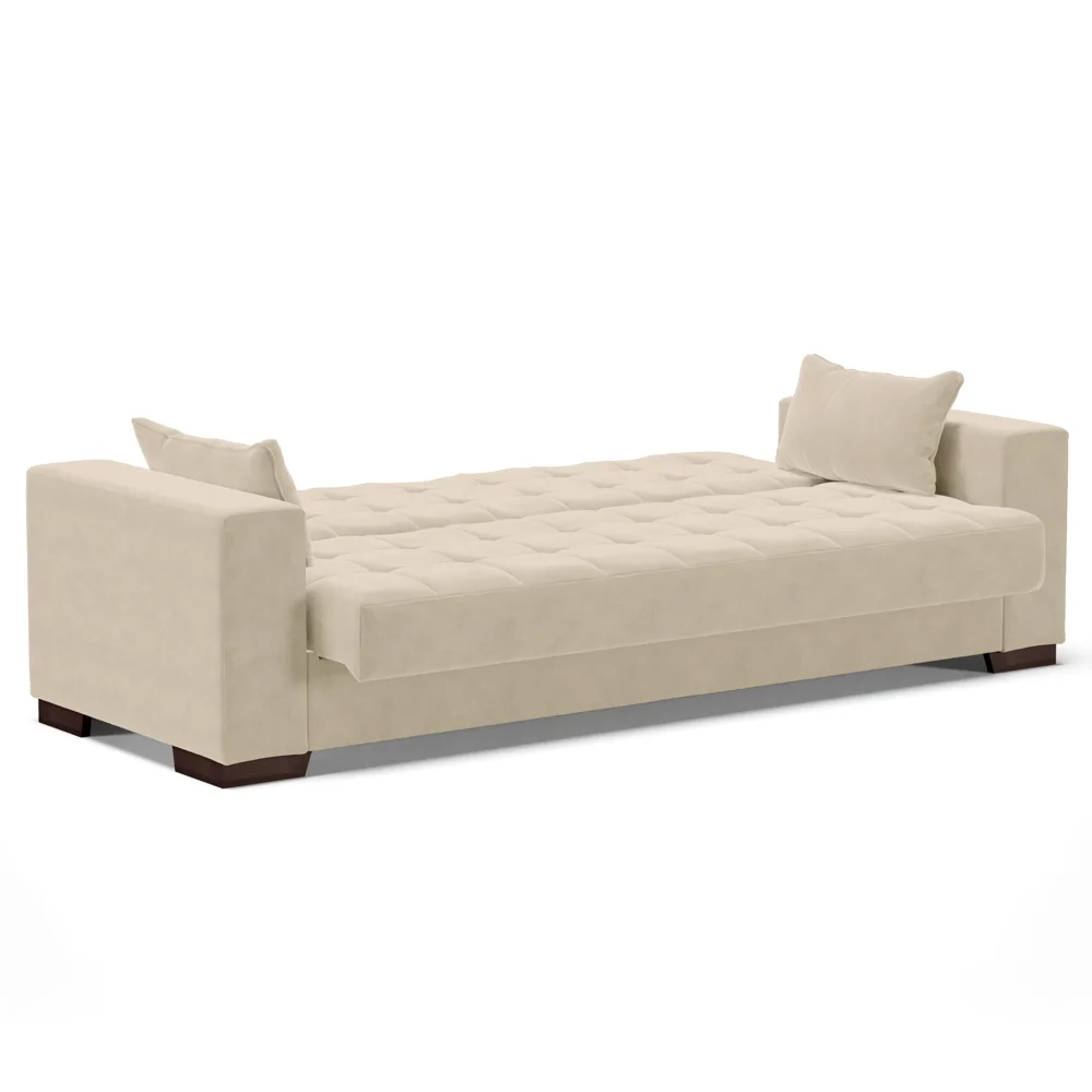 Sofá Cama para Sala de Estar Lisboa Suede Bege - Ibiza