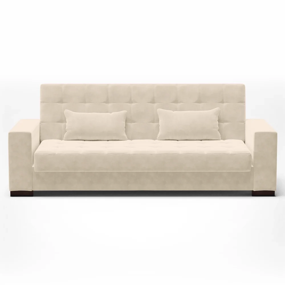 Sofá Cama para Sala de Estar Lisboa Suede Bege - Ibiza