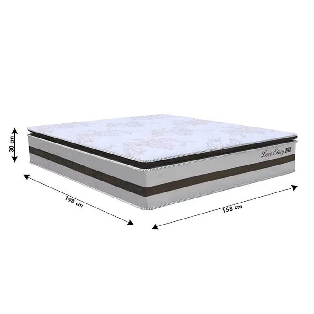 Colchão Box Casal Queen Size 158cm Molas Ensacadas Soft Pillow Love Story Bege/Marrom - Gazin