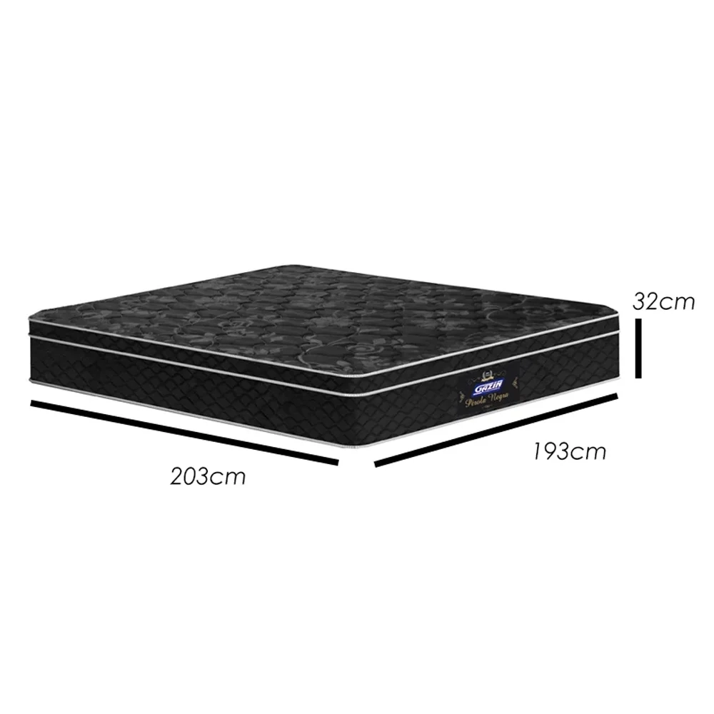 Colchão Box Casal King Size193cm Molas Ensacadas Bonnel Perola Negra Preto - Gazin