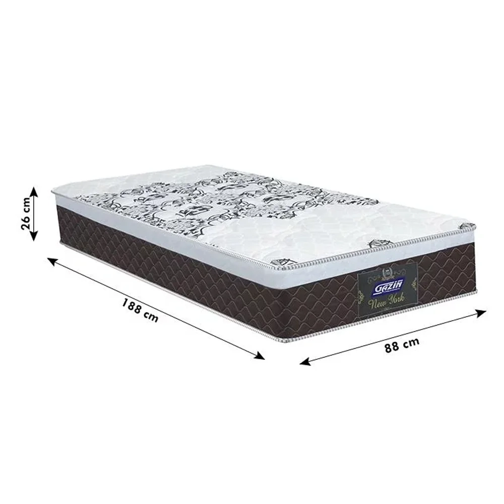 Colchão Box Solteiro 88cm Molas Ensacadas Soft Pillow New York Marrom - Gazin