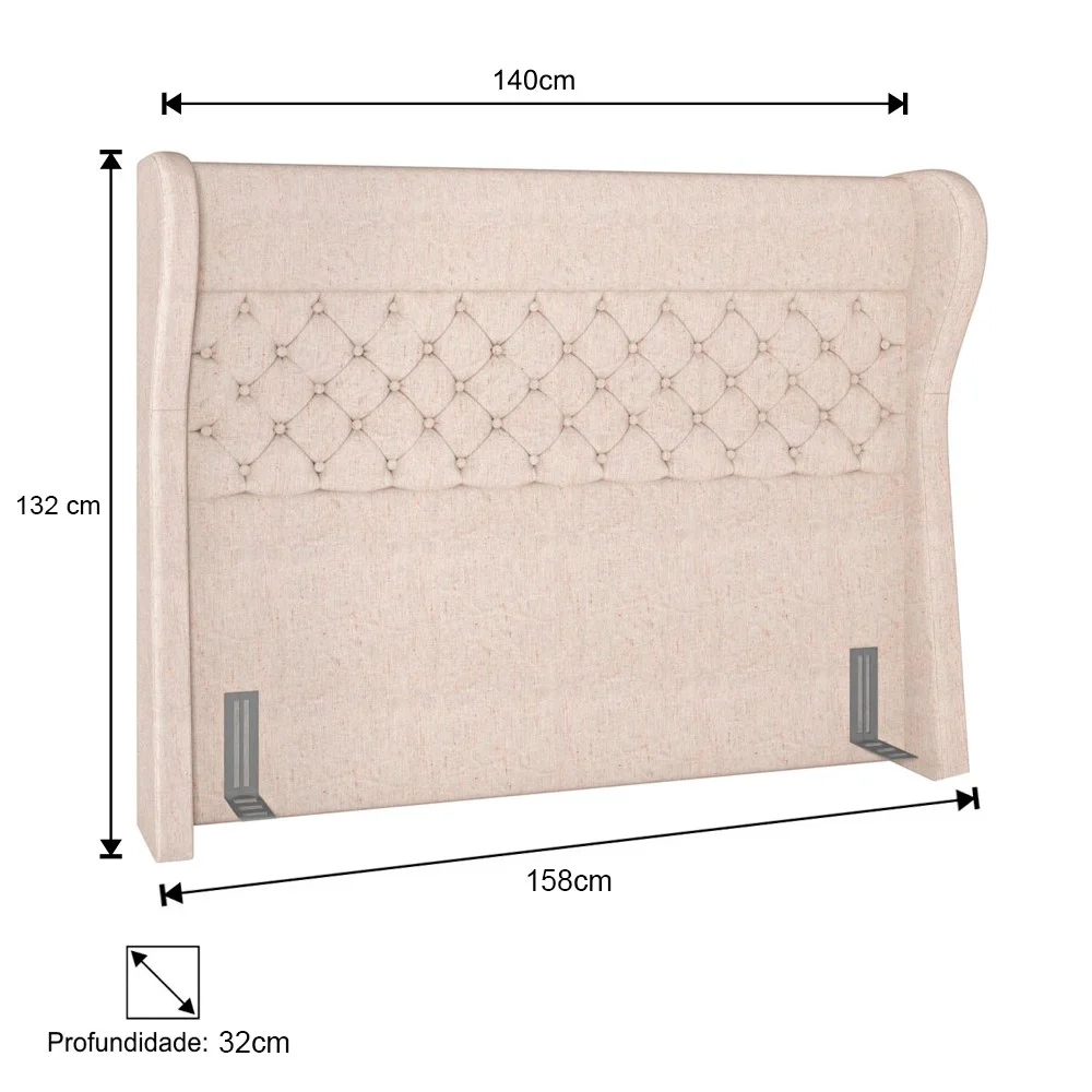 Cabeceira Cama Box Casal 140cm Trinidad Z37 Linho Cru - Mpozenato