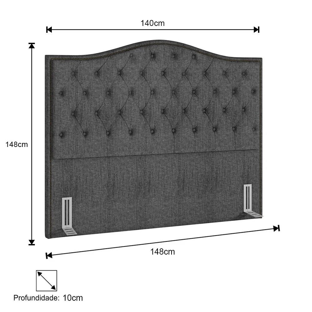 Cabeceira Cama Box Casal 140cm Siena Z37 Linho Cinza - Mpozenato