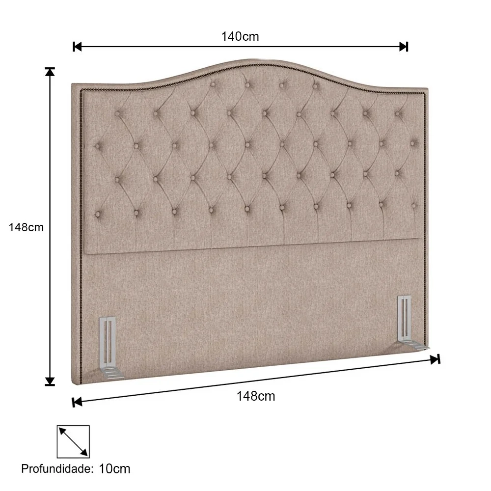 Cabeceira Cama Box Casal 140cm Siena Z37 Linho Areia - Mpozenato