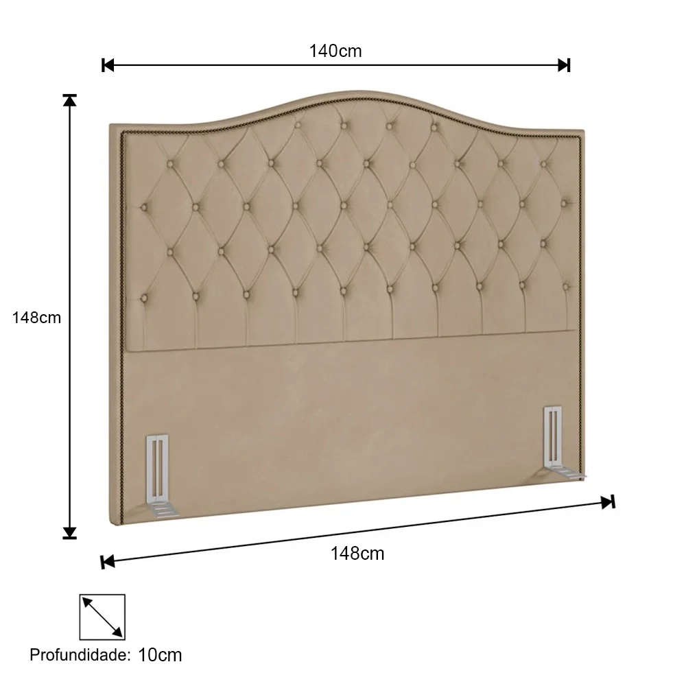 Cabeceira Cama Box Casal 140cm Siena Z37 Veludo Bege - Mpozenato