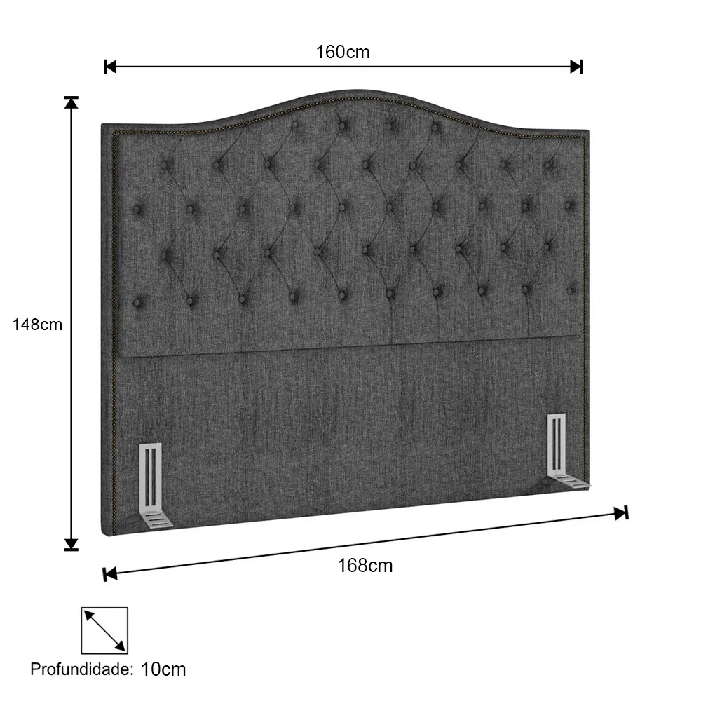 Cabeceira Cama Box Casal Queen 160cm Siena Z37 Linho Cinza - Mpozenato