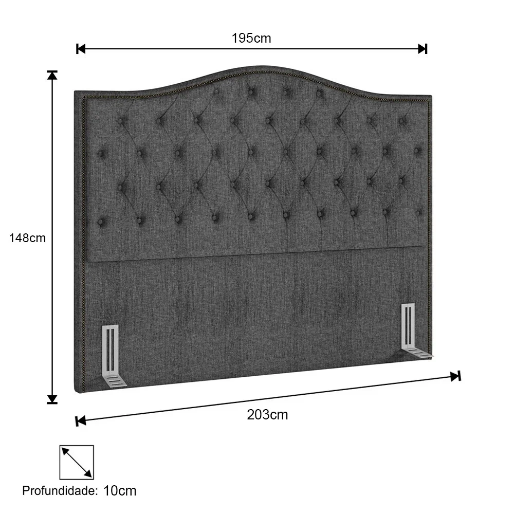 Cabeceira Cama Box Casal King 195cm Siena Z37 Linho Cinza - Mpozenato