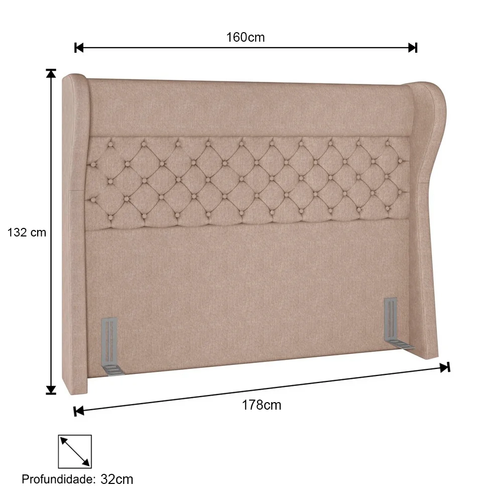 Cabeceira Cama Box Casal Queen 160cm Trinidad Z37 Linho Areia - Mpozenato
