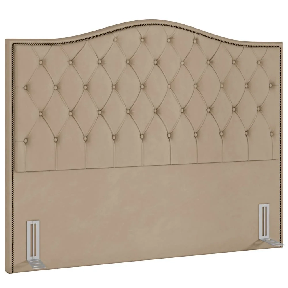 Cabeceira Cama Box Casal King 195cm Siena Z37 Veludo Bege - Mpozenato