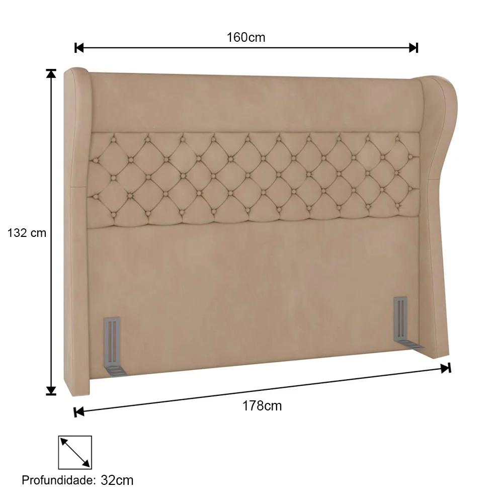 Cabeceira Cama Box Casal Queen 160cm Trinidad Z37 Veludo Bege - Mpozenato
