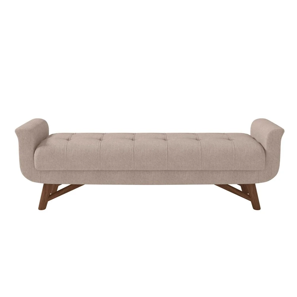 Puff Recamier Calçadeira 195cm Base Madeira Neville Z37 Linho Areia - Mpozenato