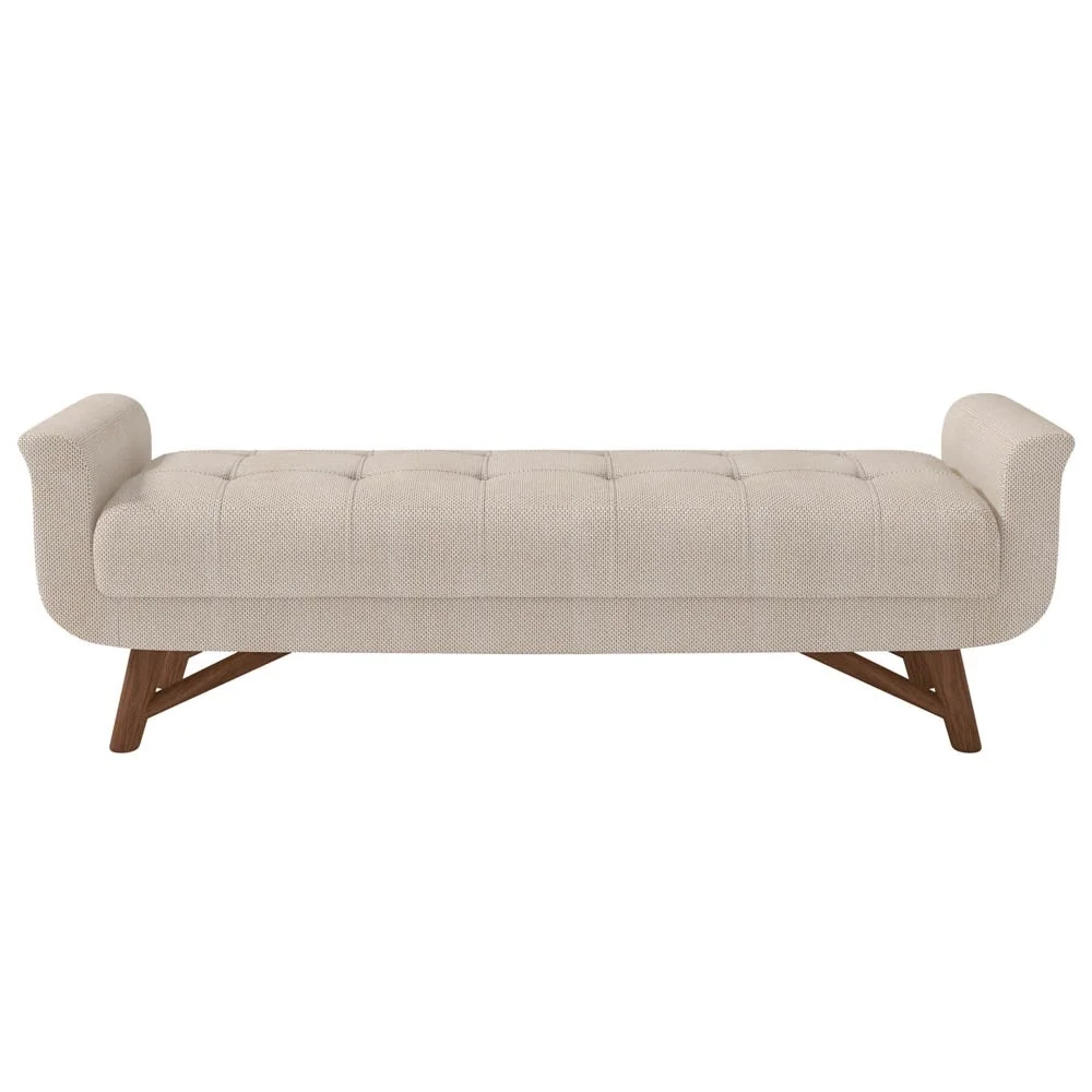 Puff Recamier Calçadeira 195cm Base Madeira Neville Z37 Linho Bege Cru - Mpozenato