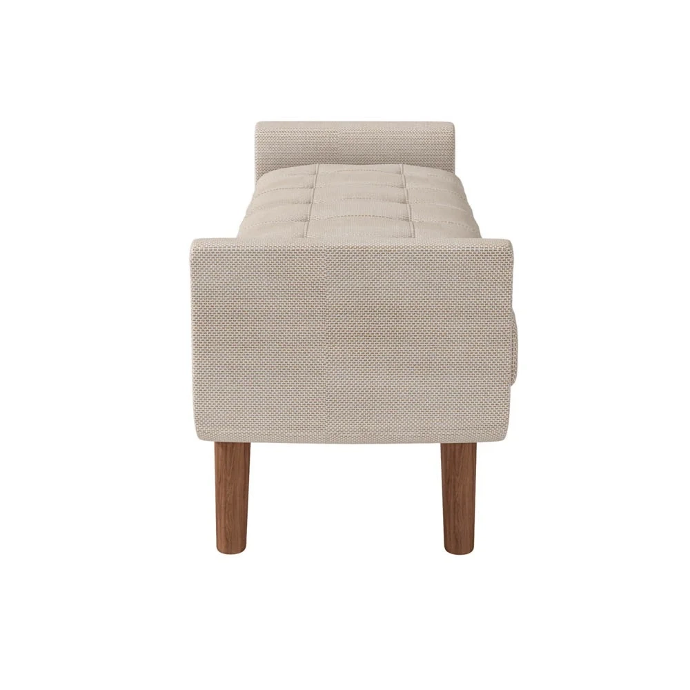 Puff Recamier Calçadeira 195cm Base Madeira Neville Z37 Linho Bege Cru - Mpozenato