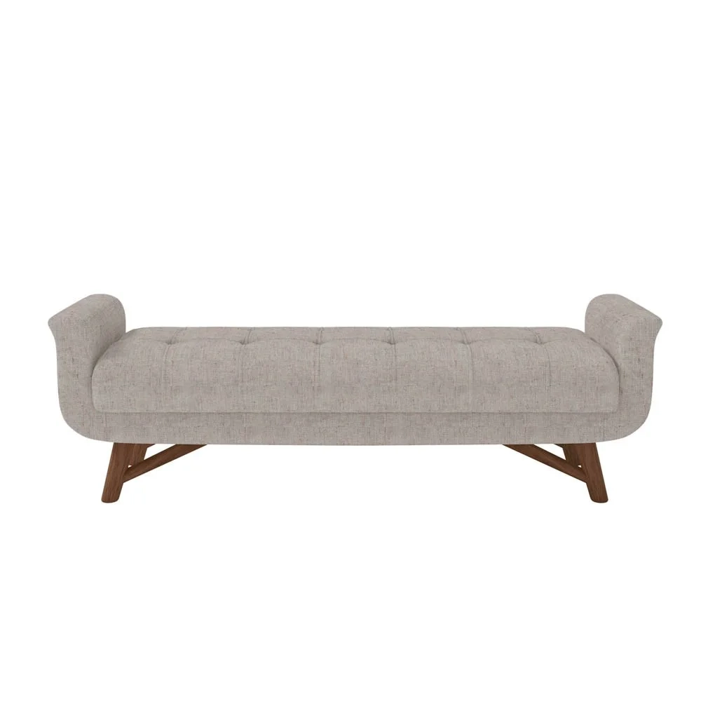 Puff Recamier Calçadeira 140cm Base Madeira Neville Z37 Linho Cru - Mpozenato