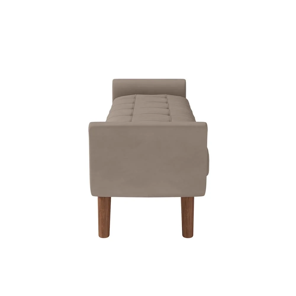 Puff Recamier Calçadeira 195cm Base Madeira Neville Z37 Veludo Bege - Mpozenato