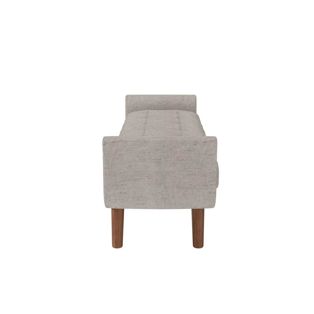 Puff Recamier Calçadeira 160cm Base Madeira Neville Z37 Linho Cru - Mpozenato