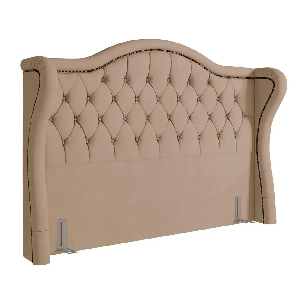 Cabeceira Cama Box Casal Queen 160cm Antibes Z37 Veludo Bege - Mpozenato