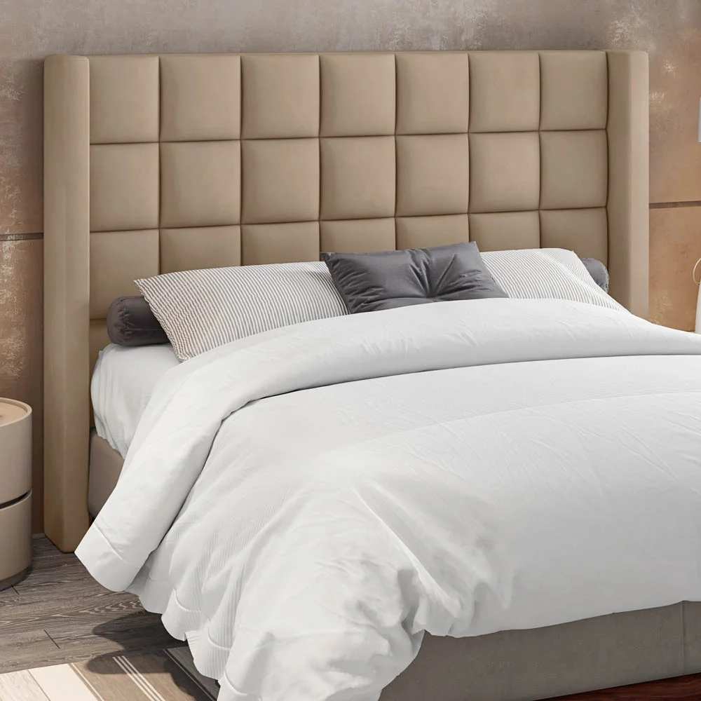Cabeceira Cama Box Casal Queen 160cm Pisa Z37 Veludo Bege - Mpozenato